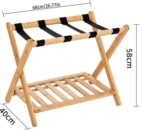 Rack,1 Pack Double Level Luggage Holder with Shoe Shelf Foldable Luggage Rack for Guest Room Bedroom Hotel in Kuwait