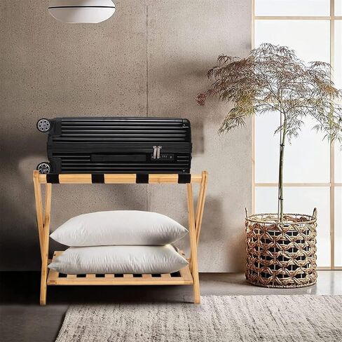 Rack,1 Pack Double Level Luggage Holder with Shoe Shelf Foldable Luggage Rack for Guest Room Bedroom Hotel in Kuwait
