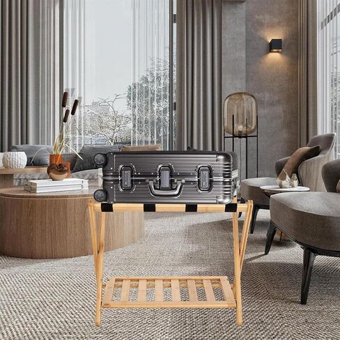 Rack,1 Pack Double Level Luggage Holder with Shoe Shelf Foldable Luggage Rack for Guest Room Bedroom Hotel in Kuwait