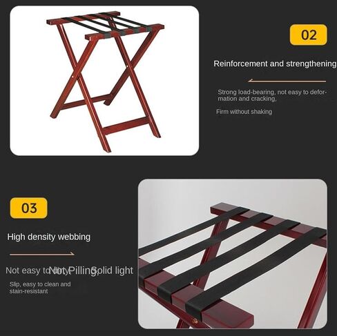 Rack,Foldable Luggage Rack Wood Folding Bedroom Storage for Hotel Guest Room Bedroom Hotel in Kuwait