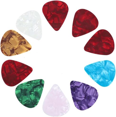 Slides (3 Metal + 1 Glass), 10 Celluloid Picks, 8 Finger Cots & Storage Box for Electric/Acoustic Guitar (Multi-Color, 60mm Length, 25mm OD)‌ in Kuwait