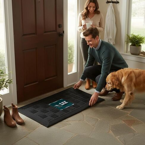 FANMATS Philadelphia Eagles Super Bowl LIX Champions 20" x 31" Vinyl Medallion Mat - 3D Molded Logo - Midnight Green and Silver - Outdoor Entry Rug in Kuwait