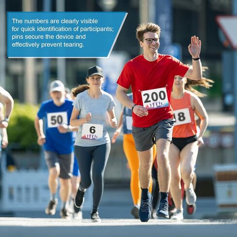 أرقام مريلة الجري من باتيكل، 7 × 10.16 سم، 1-100 أرقام منافسة للسباق مقاومة للماء مع دبوس أمان لأحداث الماراثون الرياضية، عداء المنافسة، متعدد الألوان in Kuwait