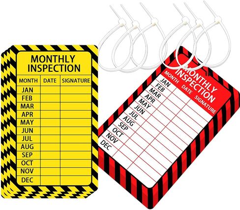 Safety Monthly Inspection Record Sticker and Fire Extinguisher Inspection Tags with Adjustable Zip Ties for Indoor Outdoor,60 Pcs,3x5 Inch in Kuwait