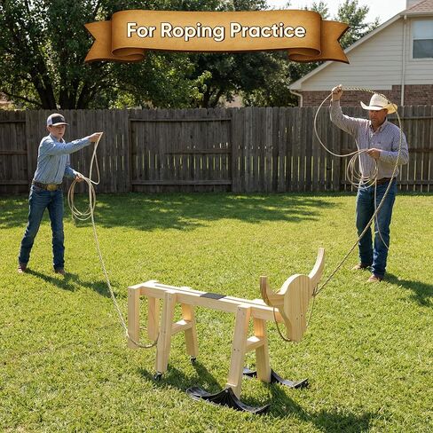 Wooden Calf Roping Dummy - Sliding Practice Steer for Junior & Beginner Ropers, Solid Wood Frame with Smooth Glide Motion in Kuwait