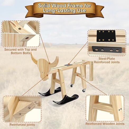 Wooden Calf Roping Dummy - Sliding Practice Steer for Junior & Beginner Ropers, Solid Wood Frame with Smooth Glide Motion in Kuwait