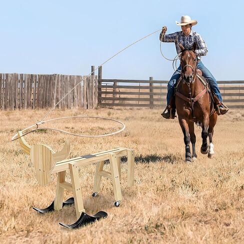 Wooden Calf Roping Dummy - Sliding Practice Steer for Junior & Beginner Ropers, Solid Wood Frame with Smooth Glide Motion in Kuwait