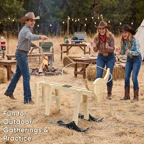 Wooden Calf Roping Dummy - Sliding Practice Steer for Junior & Beginner Ropers, Solid Wood Frame with Smooth Glide Motion in Kuwait