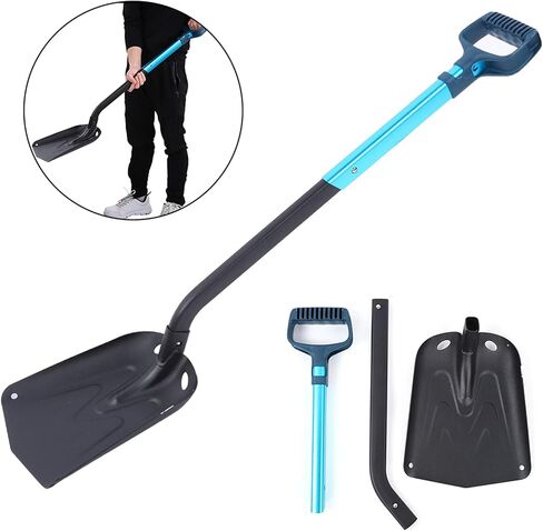 Aluminium Alloy Folding Snow Shovel, Long Handle Portable Outdoor Tool for Camping Hiking with Easy Installation in Kuwait