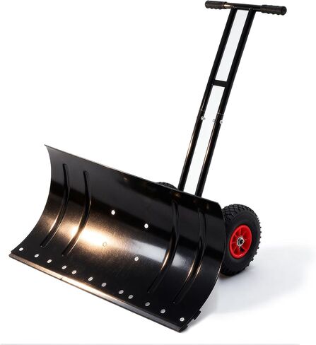 30 Inch Snow Pusher for Cars, Rolling Snow Shovel for Driveway | Wheeled Snow Pusher Heavy Duty | Wide Snow Scoop with Wheels | Metal Snow Sled for Tractor | Ergonomic Snow Remover for Deck in Kuwait