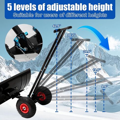 30 Inch Snow Pusher for Cars, Rolling Snow Shovel for Driveway | Wheeled Snow Pusher Heavy Duty | Wide Snow Scoop with Wheels | Metal Snow Sled for Tractor | Ergonomic Snow Remover for Deck in Kuwait
