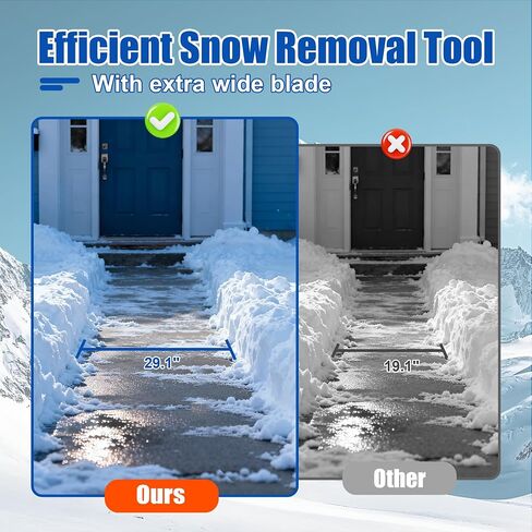 30 Inch Snow Pusher for Cars, Rolling Snow Shovel for Driveway | Wheeled Snow Pusher Heavy Duty | Wide Snow Scoop with Wheels | Metal Snow Sled for Tractor | Ergonomic Snow Remover for Deck in Kuwait