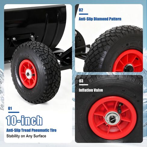 30 Inch Snow Pusher for Cars, Rolling Snow Shovel for Driveway | Wheeled Snow Pusher Heavy Duty | Wide Snow Scoop with Wheels | Metal Snow Sled for Tractor | Ergonomic Snow Remover for Deck in Kuwait
