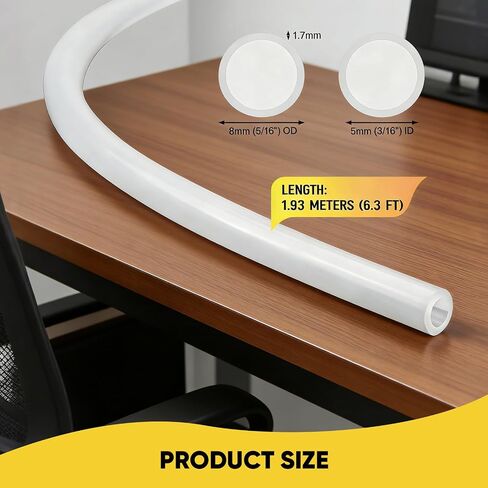2 pcs A774 High Temp Pure Silicone Tubing, 3/16" ID Manometer Hose for Combustion Analyzers & Digital Manometers - 6FT Length, 3/16" ID x 5/16" OD in Kuwait