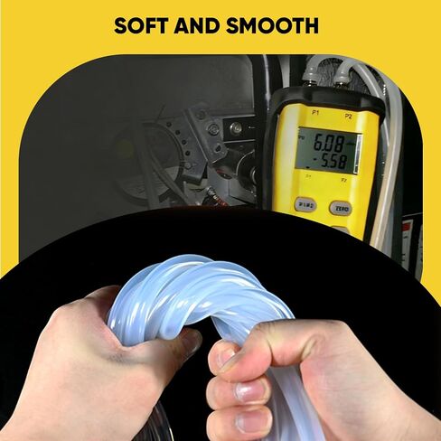 2 pcs A774 High Temp Pure Silicone Tubing, 3/16" ID Manometer Hose for Combustion Analyzers & Digital Manometers - 6FT Length, 3/16" ID x 5/16" OD in Kuwait