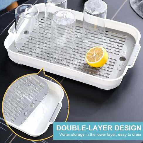 Holibanna 1 PC Drain Tray Sink Drain Rack Silverware Tray 2 Tier Tray Fruits Vegetables Drain Tray Bowl Drying Tray Dish Drying Tray Drain Rack Plastic Dish Drainer Dishes Drain Board Fruit in Kuwait