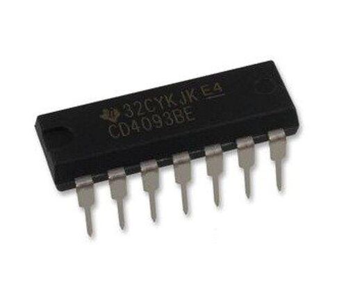 CD4093 ICS وأشباه الموصلات، رباعية المدخلات NAND Schmitt-Trig، DIP-14، 380ns (عبوة من 15 قطعة) in Kuwait