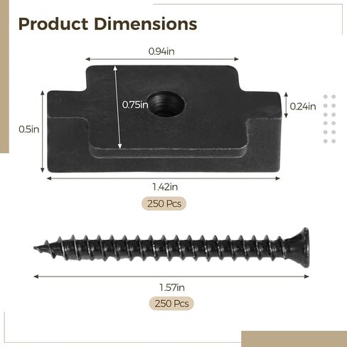 250 Pcs Hidden Deck Fasteners with Screws, Composite Decking Board Clips, Universal Plastic T Clips for Deck Boards, Composite Decking Fasteners in Kuwait