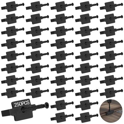 250 Pcs Hidden Deck Fasteners with Screws, Composite Decking Board Clips, Universal Plastic T Clips for Deck Boards, Composite Decking Fasteners in Kuwait