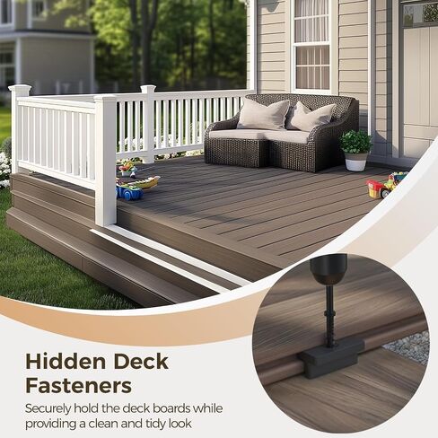 250 Pcs Hidden Deck Fasteners with Screws, Composite Decking Board Clips, Universal Plastic T Clips for Deck Boards, Composite Decking Fasteners in Kuwait