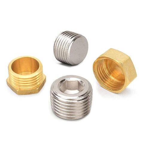 Stud Bolts, Brass Male Thread Hex Head Pipe End Cap Multiple Sizes 2 pcs(Female Plug,2 PCS-1/4) in Kuwait