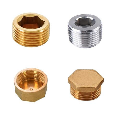 Stud Bolts, Brass Male Thread Hex Head Pipe End Cap Multiple Sizes 2 pcs(Female Plug,2 PCS-1/4) in Kuwait