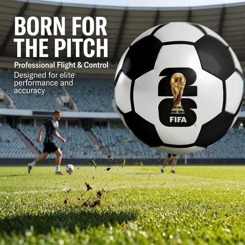 كرة القدم الرسمية FIFA 2026 مقاس 5، كرة قدم من جلد البولي يوريثان مقاومة للماء، كرة تدريب مطابقة للعب في الأماكن المغلقة والمفتوحة، هدية لمحبي كرة القدم in Kuwait