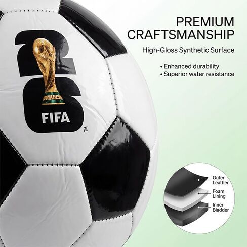 كرة القدم الرسمية FIFA 2026 مقاس 5، كرة قدم من جلد البولي يوريثان مقاومة للماء، كرة تدريب مطابقة للعب في الأماكن المغلقة والمفتوحة، هدية لمحبي كرة القدم in Kuwait
