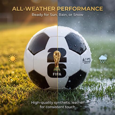 كرة القدم الرسمية FIFA 2026 مقاس 5، كرة قدم من جلد البولي يوريثان مقاومة للماء، كرة تدريب مطابقة للعب في الأماكن المغلقة والمفتوحة، هدية لمحبي كرة القدم in Kuwait
