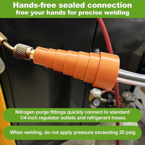 Nitrogen Purge Boot, 1/4" SAE Connector Nitrogen Purge Tool Fits for Multiple ACR Copper Tubing Sizes (3/8" to 1-1/8" OD ACR), Works Hands Free in Kuwait