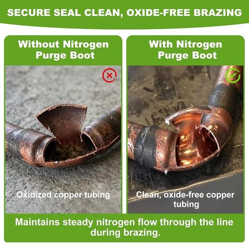 Nitrogen Purge Boot, 1/4" SAE Connector Nitrogen Purge Tool Fits for Multiple ACR Copper Tubing Sizes (3/8" to 1-1/8" OD ACR), Works Hands Free in Kuwait