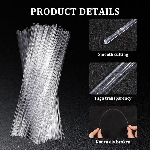 120 Pcs Cake Topper Sticks Clear Acrylic Rods 8 Inch × 2 mm Cake Dowels Round Plastic Strip for Cupcake CakePops Lollipop DIY Crafts in Kuwait