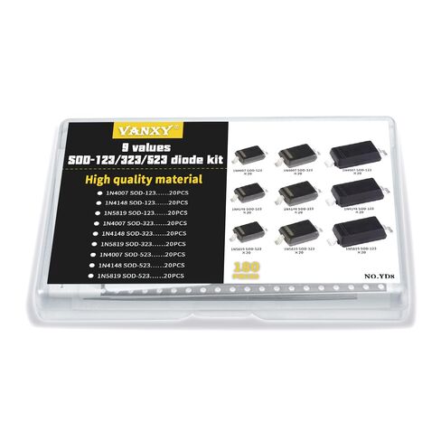 1N4007 1N4148 1N5819 SOD ديود 9 قيم 180 قطعة SOD-123 SOD-323 SOD-523 SMD 1N4007WS 1N4148WS 1N5819WS B5819WS in Kuwait