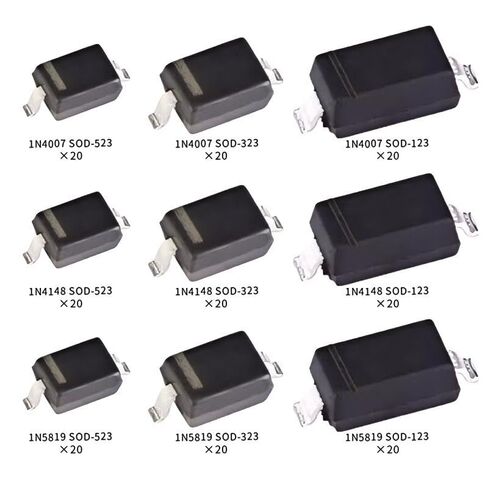 1N4007 1N4148 1N5819 SOD ديود 9 قيم 180 قطعة SOD-123 SOD-323 SOD-523 SMD 1N4007WS 1N4148WS 1N5819WS B5819WS in Kuwait