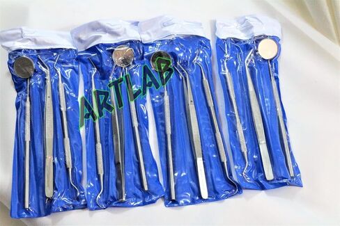 4 German Basic Dental Sets Explorer Probe Plus Dental Mirror Plus College Cotton PLIER CYNAMED in Kuwait