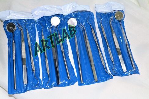 4 German Basic Dental Sets Explorer Probe Plus Dental Mirror Plus College Cotton PLIER CYNAMED in Kuwait