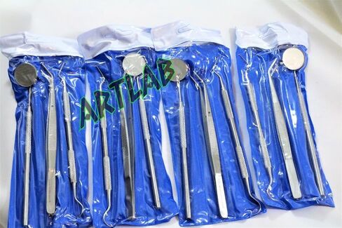 4 German Basic Dental Sets Explorer Probe Plus Dental Mirror Plus College Cotton PLIER CYNAMED in Kuwait