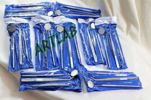 4 German Basic Dental Sets Explorer Probe Plus Dental Mirror Plus College Cotton PLIER CYNAMED in Kuwait