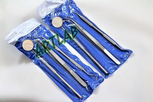 4 German Basic Dental Sets Explorer Probe Plus Dental Mirror Plus College Cotton PLIER CYNAMED in Kuwait
