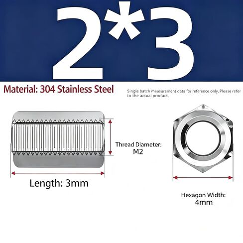 304 مجموعة صواميل اقتران من الفولاذ المقاوم للصدأ، M2-M3 10 قطع (M2.5، 9 مم) | مقاسات M2، M2.5، M3، طقم 10 قطع. 304 مقاوم للصدأ والصدأ/التآكل. يربط المواضيع الذكور. DIY، إصلاح، طباعة ثلاثية الأبعاد. وجع عرافة. in Kuwait