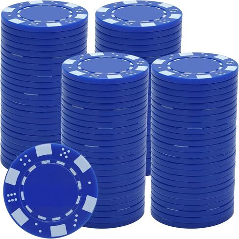 Coopay 100 Pcs Plastic Poker Chips for Texas Hold'em, Blackjack, Poker Chips Set with Dice Striped Edges for Card Board Game, Card Club Late Game Night Home Themed Events Party Supplies in Kuwait