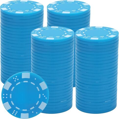 Coopay 100 Pcs Plastic Poker Chips for Texas Hold'em, Blackjack, Poker Chips Set with Dice Striped Edges for Card Board Game, Card Club Late Game Night Home Themed Events Party Supplies in Kuwait