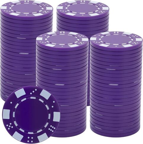 Coopay 100 Pcs Plastic Poker Chips for Texas Hold'em, Blackjack, Poker Chips Set with Dice Striped Edges for Card Board Game, Card Club Late Game Night Home Themed Events Party Supplies in Kuwait