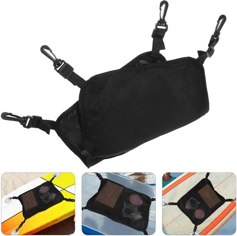 GARVALON Kayak Deck Bag حقيبة شبكية مقاومة للماء حقيبة تخزين لوح التجديف شبكة سوداء لملحقات لوح التزلج والرياضات المائية في الهواء الطلق in Kuwait