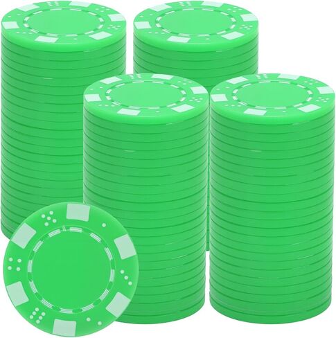 Coopay 100 Pcs Plastic Poker Chips for Texas Hold'em, Blackjack, Poker Chips Set with Dice Striped Edges for Card Board Game, Card Club Late Game Night Home Themed Events Party Supplies in Kuwait