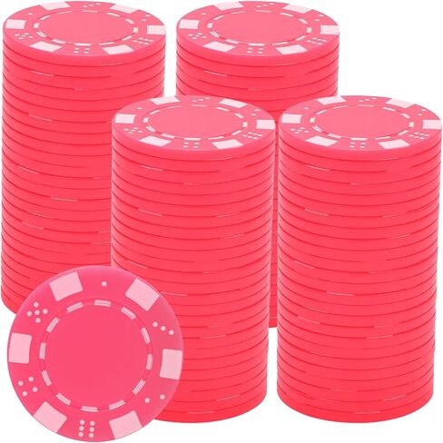 Coopay 100 Pcs Plastic Poker Chips for Texas Hold'em, Blackjack, Poker Chips Set with Dice Striped Edges for Card Board Game, Card Club Late Game Night Home Themed Events Party Supplies in Kuwait