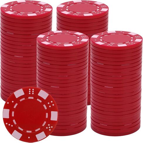 Coopay 100 Pcs Plastic Poker Chips for Texas Hold'em, Blackjack, Poker Chips Set with Dice Striped Edges for Card Board Game, Card Club Late Game Night Home Themed Events Party Supplies in Kuwait