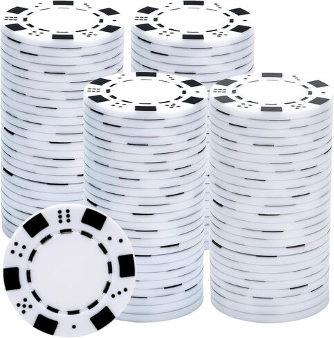 Coopay 100 Pcs Plastic Poker Chips for Texas Hold'em, Blackjack, Poker Chips Set with Dice Striped Edges for Card Board Game, Card Club Late Game Night Home Themed Events Party Supplies in Kuwait