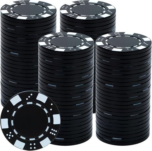 Coopay 100 Pcs Plastic Poker Chips for Texas Hold'em, Blackjack, Poker Chips Set with Dice Striped Edges for Card Board Game, Card Club Late Game Night Home Themed Events Party Supplies in Kuwait