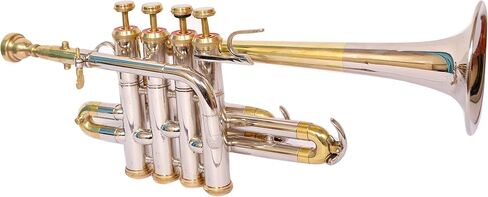 Piccolo Trumpet with 4 Smooth Valves Bb Pitch Brass Mouthpiece and Carry Case for Students, Beginners and Intermediate (Brass Nickel) in Saudi Arabia
